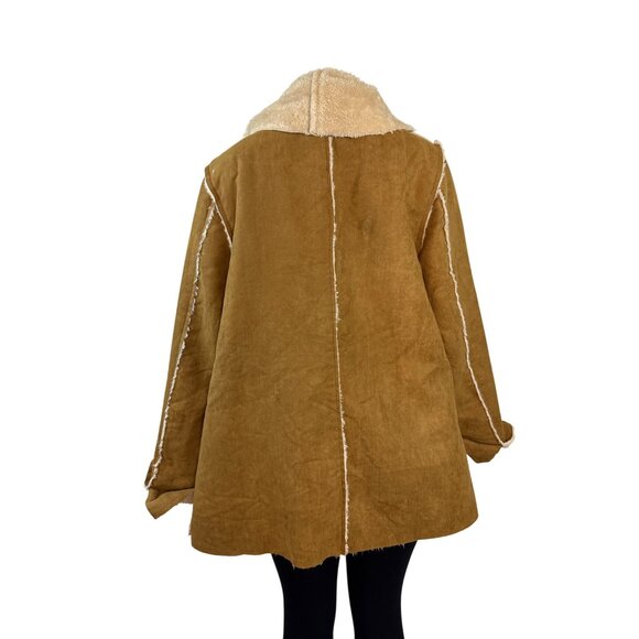 Hem & Thread Womens Faux Suede Open Front Jacket With Sherpa Lining Sz M - Picture 3 of 10